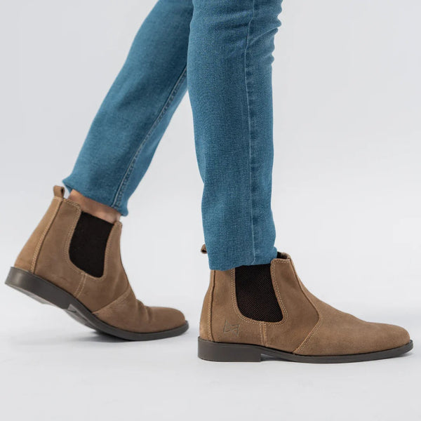 FAWN SUEDE CHELSEA BOOTS